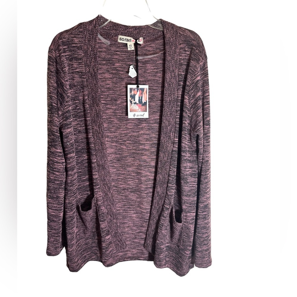 NWT S.O.R.A.D. Pink and Black Cardigan with Front Pockets Women’s Size XS